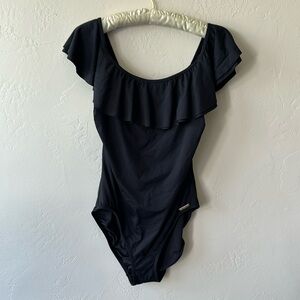 Michael kors black ruffle swimsuit